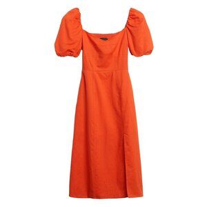Banana Republic Rich Orange Linen Cotton Midi Dress
